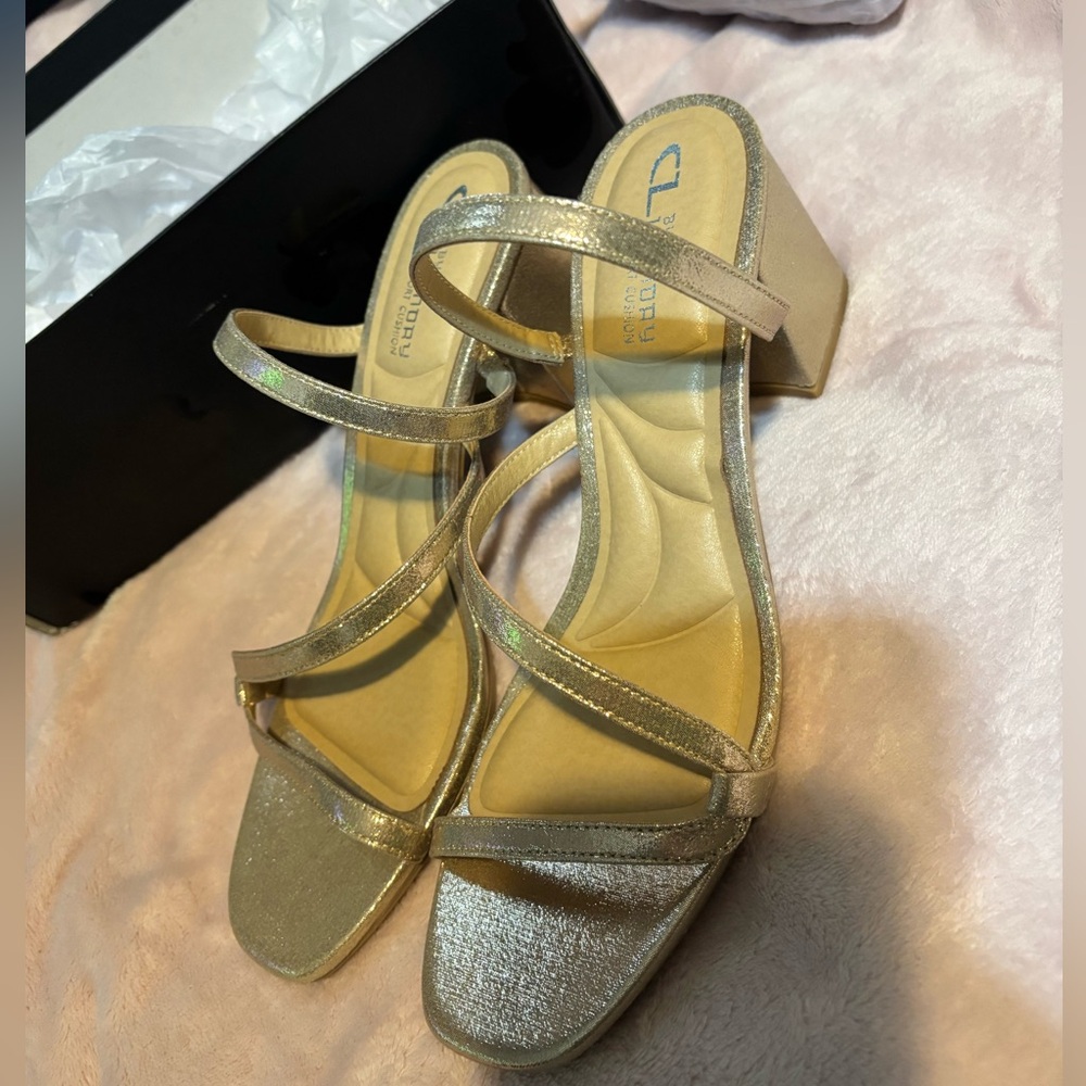 CL by Laundry Gold Strappy Heels